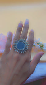 Load image into Gallery viewer, Oxidized Adjustable Mirror Rhinestone Ring
