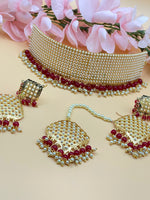 Load image into Gallery viewer, Amba loads of pearls Choker with tikka earring set