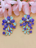 Load image into Gallery viewer, Violet Floral Oversized Earrings