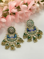 Load image into Gallery viewer, Radha Kundan Meenakari Peacock Earrings