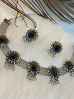 Load image into Gallery viewer, Oxidised Peacock Choker Set - Affinity Giya