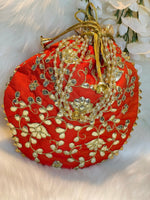 Load image into Gallery viewer, orange ladies potli bags - Affinity Giya