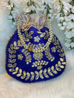 Load image into Gallery viewer, blue ladies potli bags - Affinity Giya