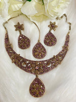 Load image into Gallery viewer, Purple with Gold Necklace Set - Affinity Giya