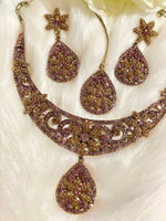 Load image into Gallery viewer, Purple with Gold Necklace Set - Affinity Giya