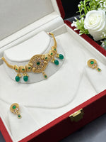 Load image into Gallery viewer, Aparna Matte Gold Temple Jewerly set
