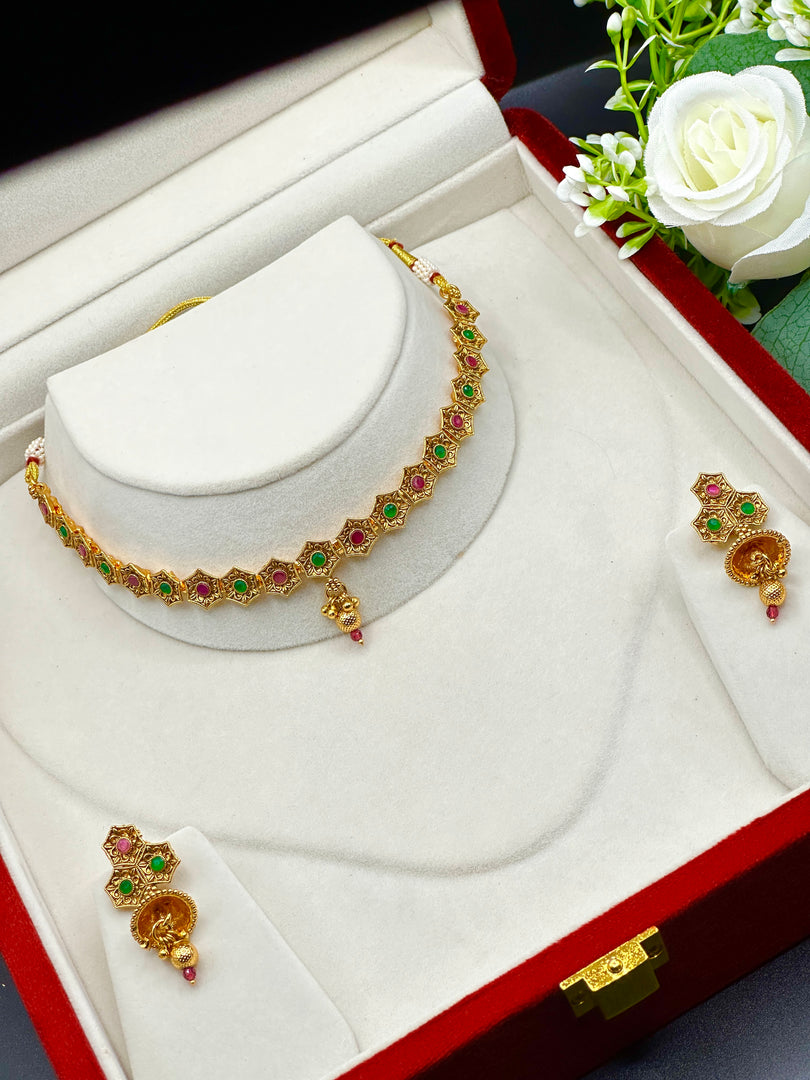 Masiya matte Gold Plated Choker set