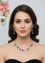 Load image into Gallery viewer, American Diamond Silver Multicolor AD set