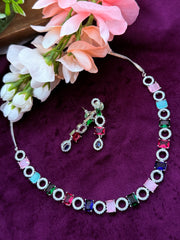 American Diamond Silver Multicolor AD set