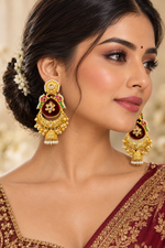 Load image into Gallery viewer, High quality Brass Gold plated Kashmiri Earrings with jhumki