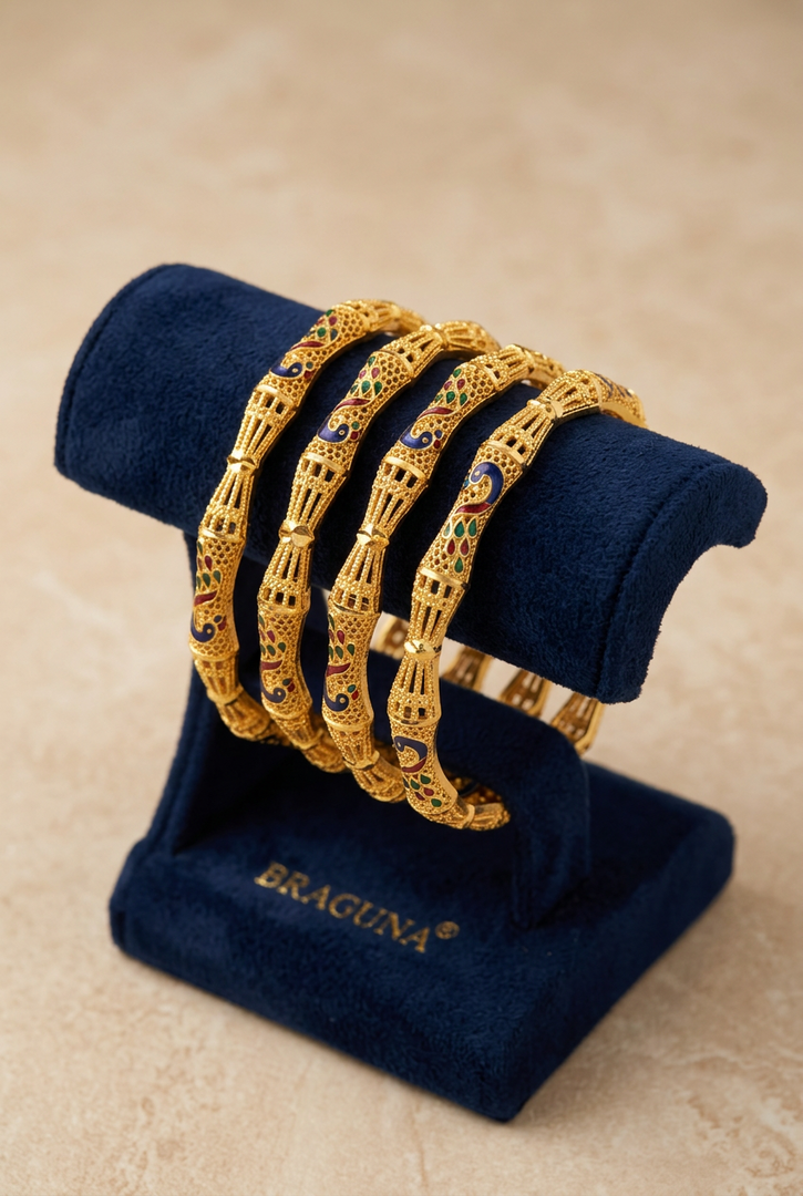 Peacock Design Gold Plated Bangles