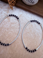 Load image into Gallery viewer, Antique Silver Anklet with Black crystal Beads