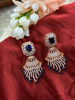 Load image into Gallery viewer, Stefani AD navy blue RoseGold Earring
