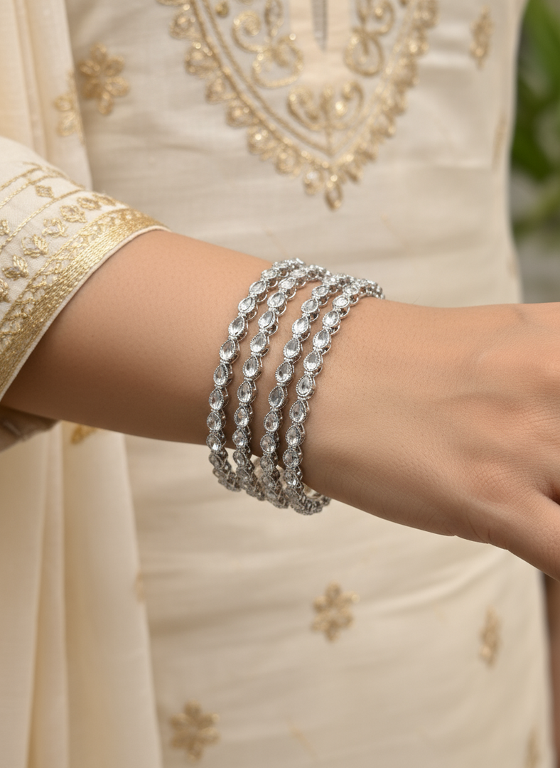 Kundan silver Bangles