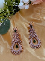 Load image into Gallery viewer, Rosegold AD Long earring In Green
