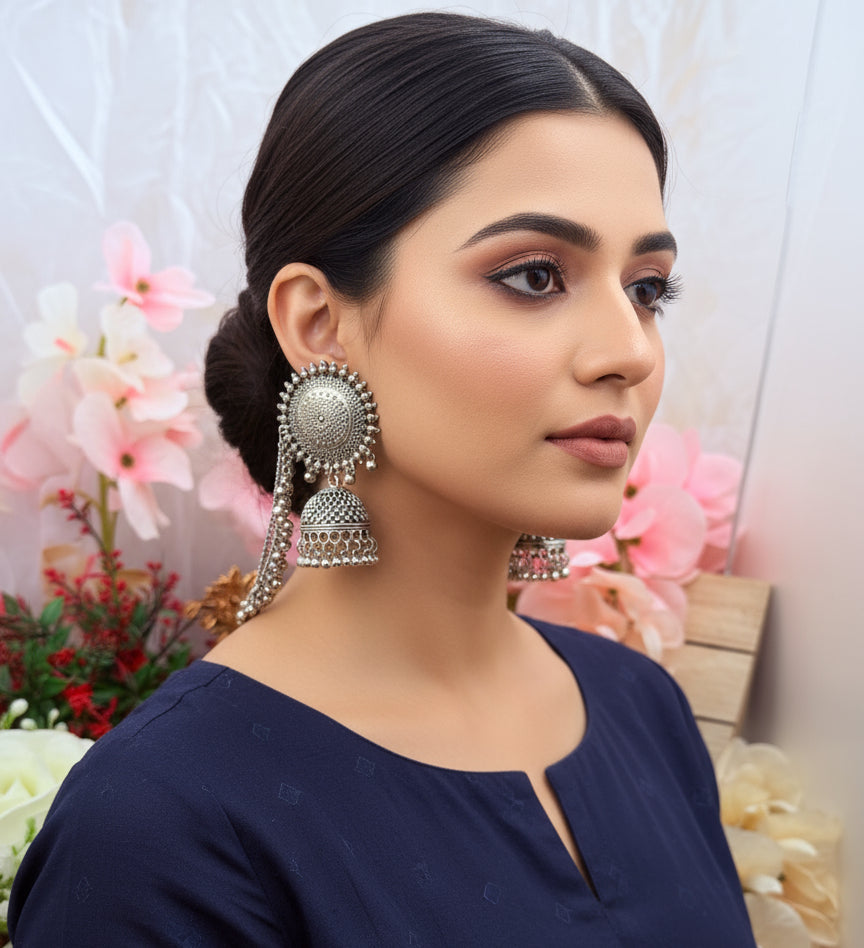 Oxidised silver Earring with Sahara set