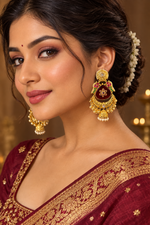 Load image into Gallery viewer, High quality Brass Gold plated Kashmiri Earrings with jhumki