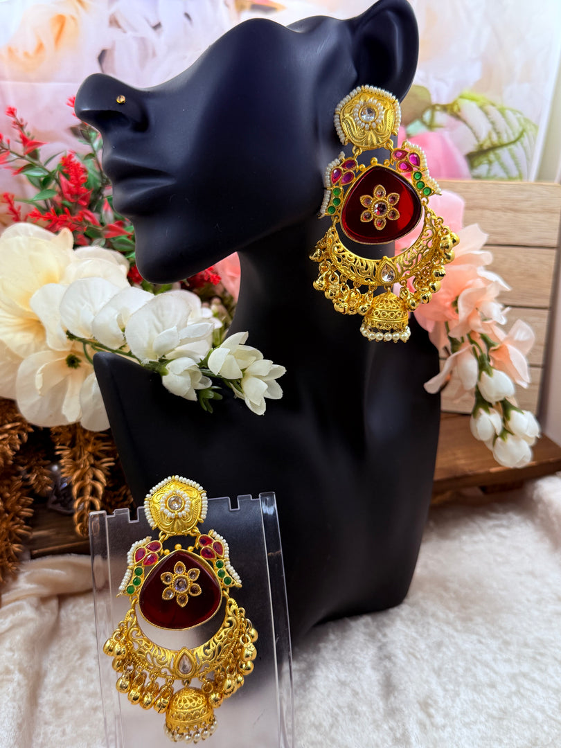 High quality Brass Gold plated Kashmiri Earrings with jhumki