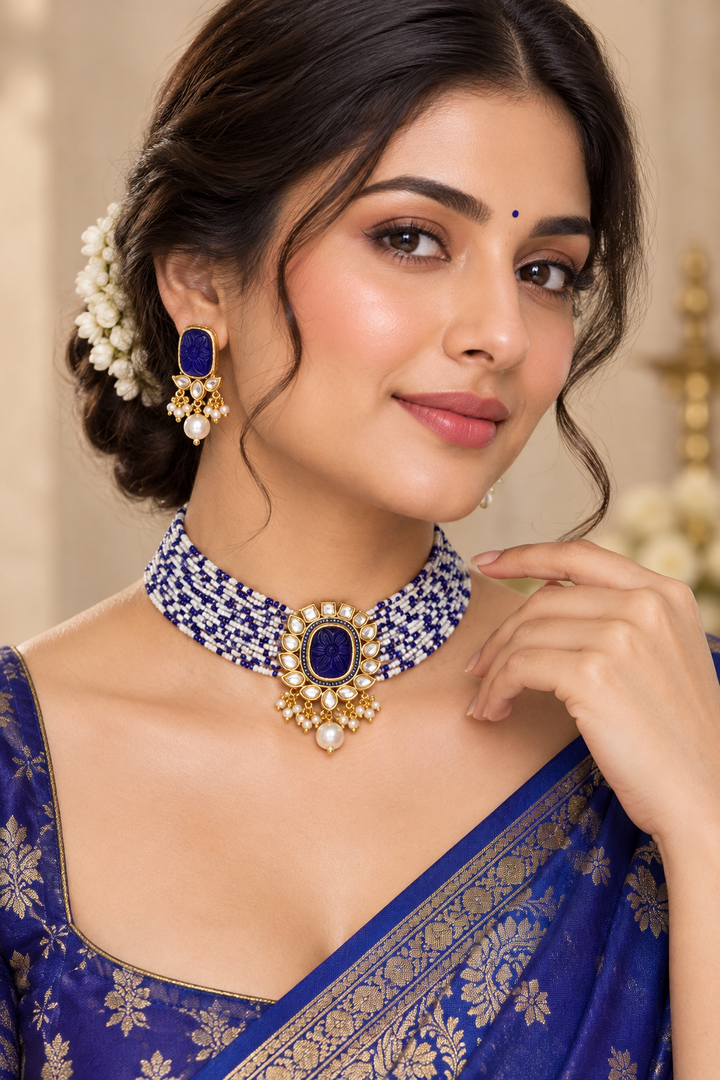 Navy Blue Layered Choker