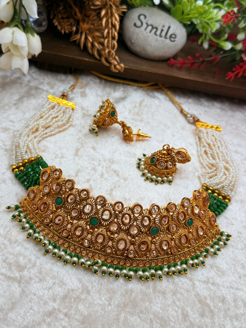 Manisha antique gold plated Choker Set