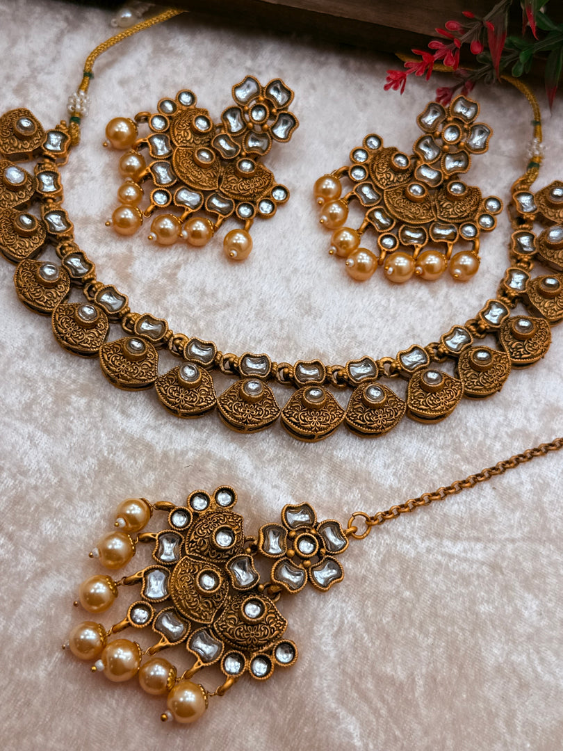 Ambe Matte Gold Temple necklace