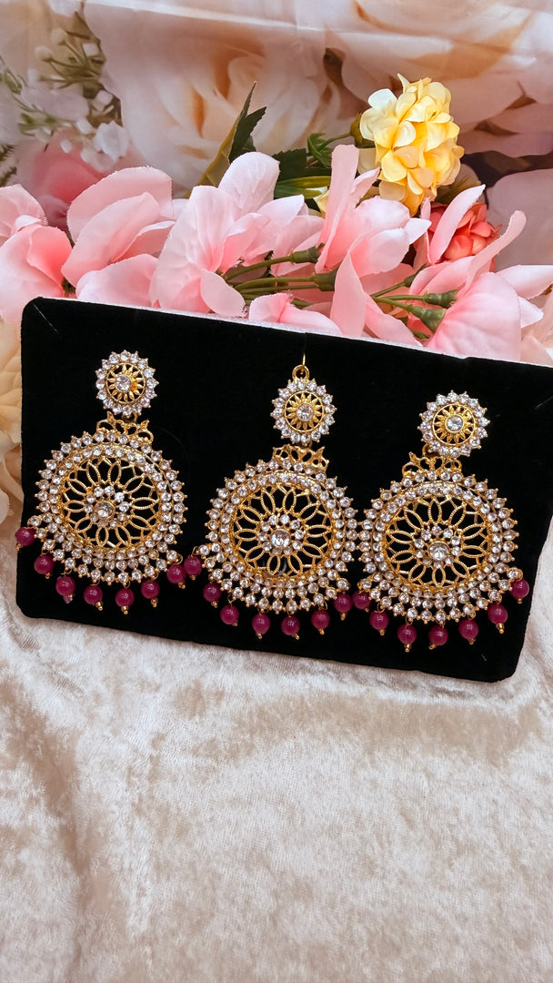 Beautiful rhinestone tikka set