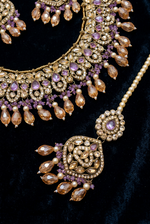 Load image into Gallery viewer, Sitara lavender champagne combination color polki Necklace set