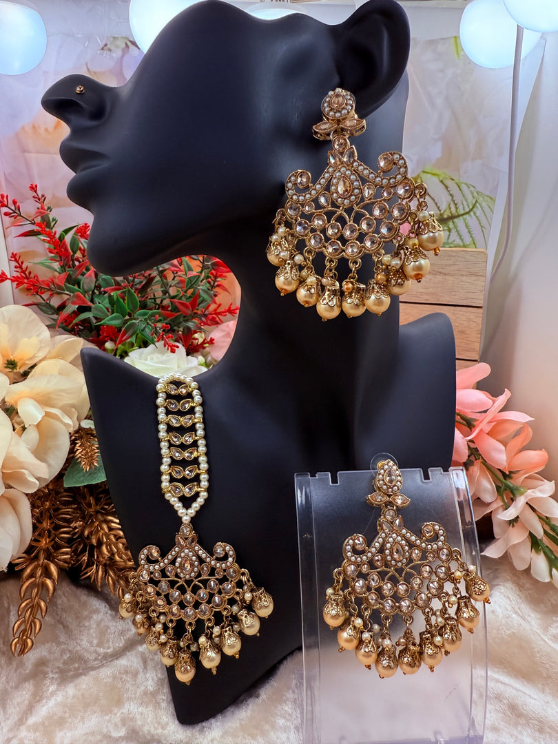 Sonam Gold Pearl Tikka Set