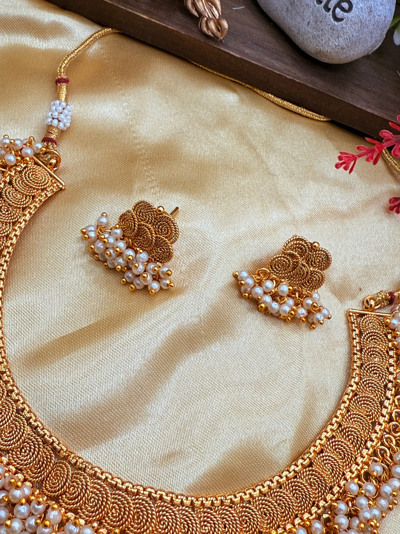 Nisha Gajara Antique Gold Choker Set