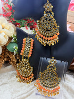 Load image into Gallery viewer, Suhani Leaf Drop Tikka Earring Set
