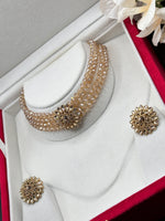 Load image into Gallery viewer, Crystal beads Golden Choker set
