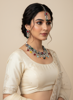 Load image into Gallery viewer, Astika Victorian Black Metal Polki Necklace set