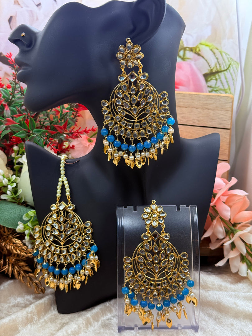 Suhani Leaf Drop Tikka Earring Set