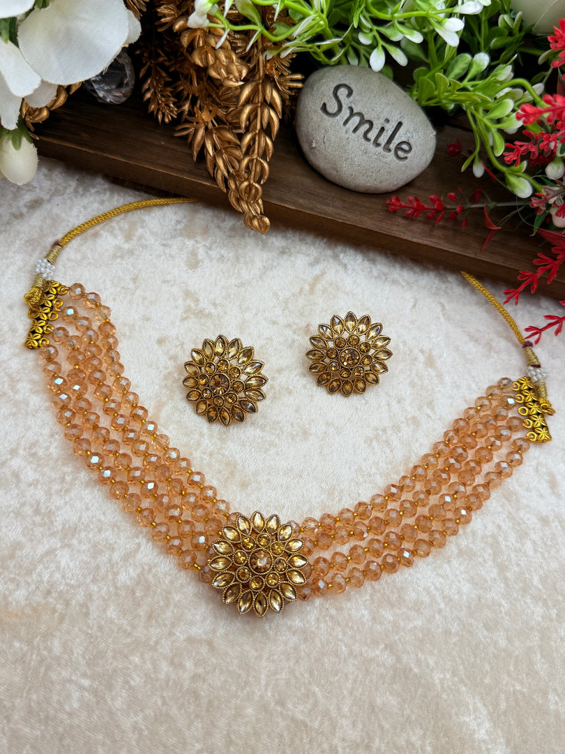 Crystal light Champagne Choker set