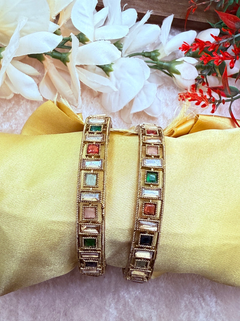 Multicolor polki Bangles