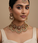 Load image into Gallery viewer, कामिशा मैरून पोल्की भारतीय हार सेट 