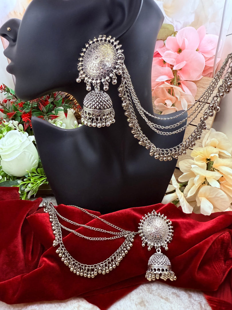 Oxidised silver Earring with Sahara set