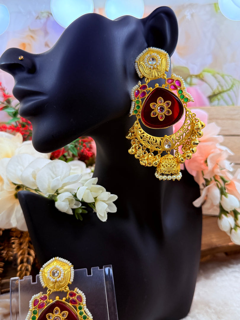 High quality Brass Gold plated Kashmiri Earrings with jhumki