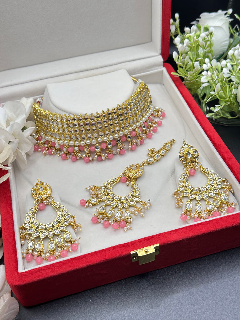 Palak Kundan jewelry Indian Choker Set