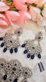 Load image into Gallery viewer, Janvi Navy Blue Silver set