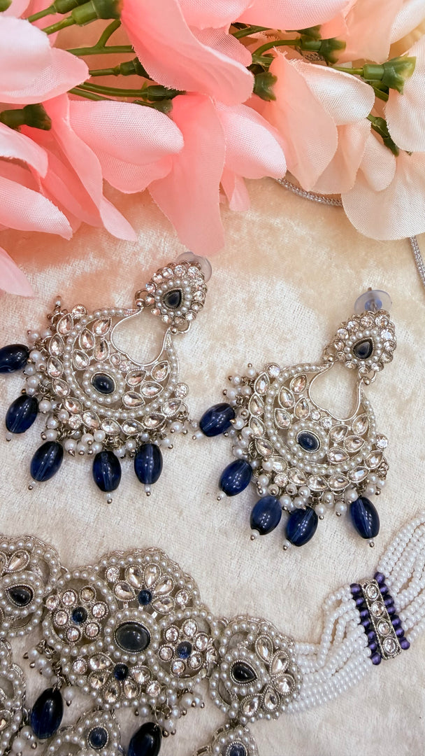 Janvi Navy Blue Silver set
