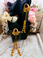 Load image into Gallery viewer, Red gold plated Kashmiri Earrings with hanging ghungru