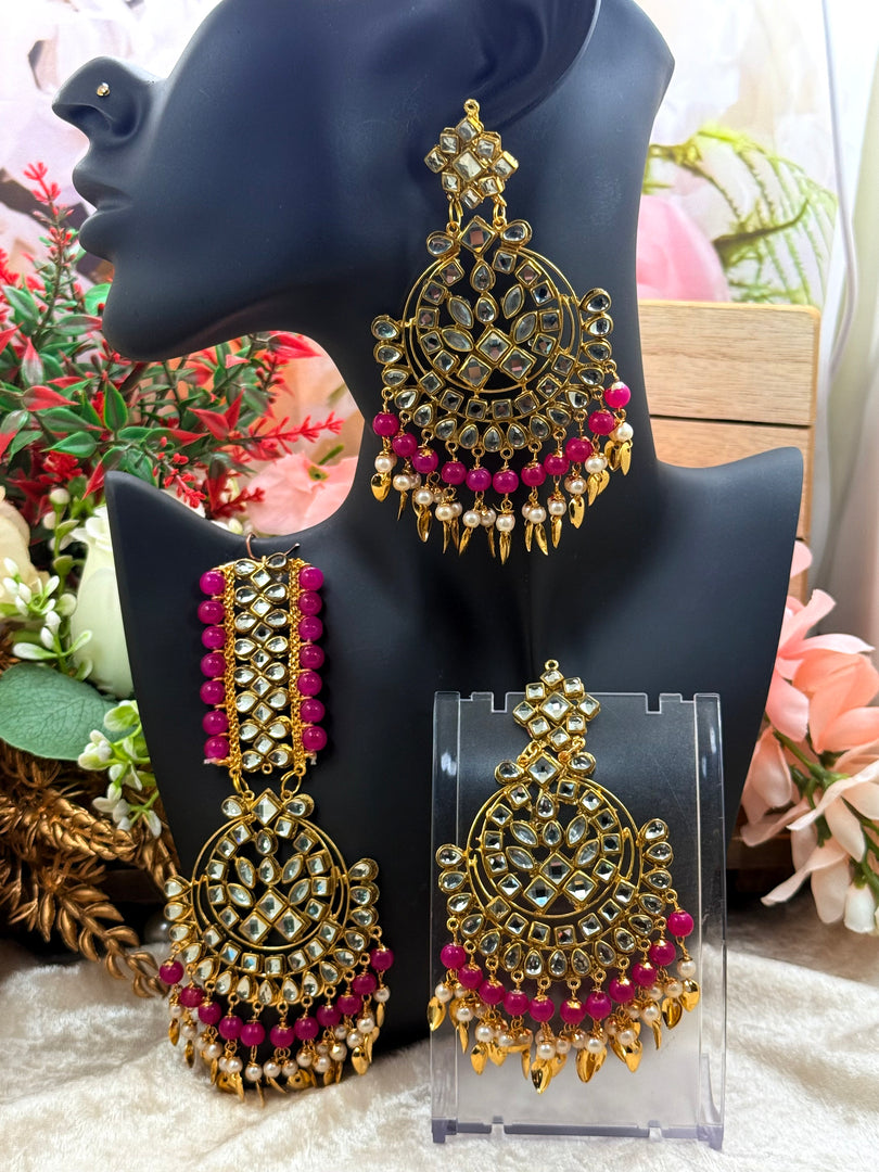 Suhani Leaf Drop Tikka Earring Set