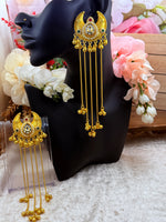 Load image into Gallery viewer, High quality Kashmiri Brass Gold plated kundan Meenakari Earrings