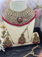 Load image into Gallery viewer, Jannat Hot Pink Gold Bridal Set
