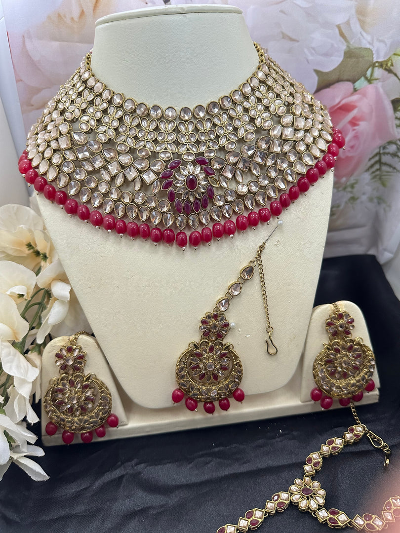 Jannat Hot Pink Gold Bridal Set