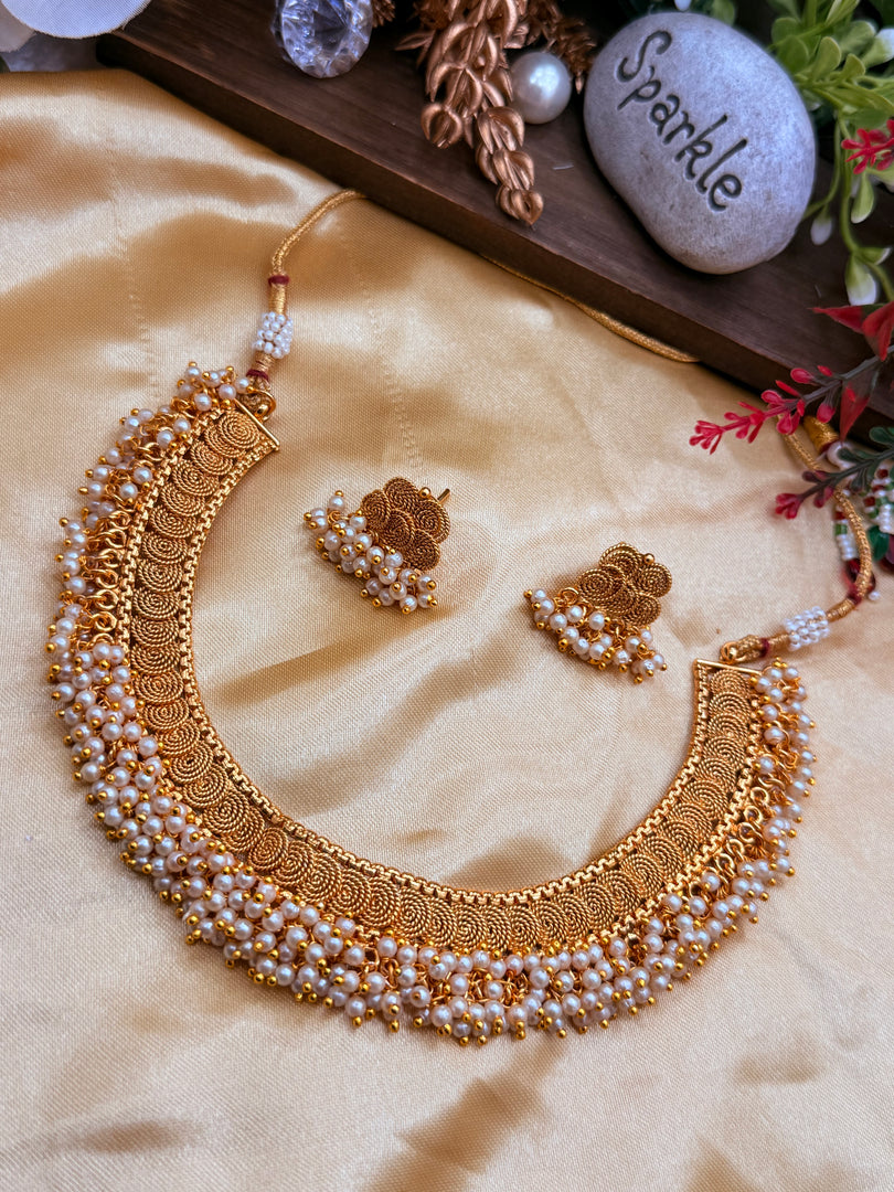 Nisha Gajara Antique Gold Choker Set