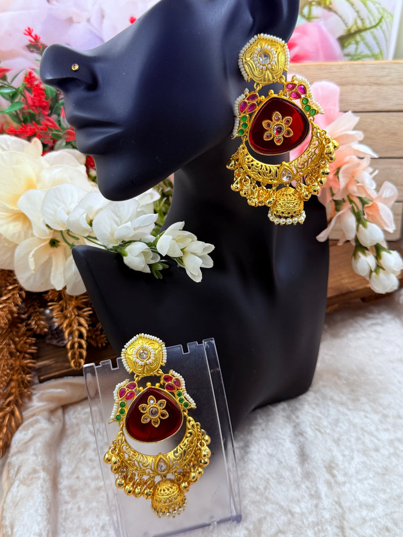 High quality Brass Gold plated Kashmiri Earrings with jhumki