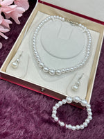 Load image into Gallery viewer, Faux Pearl Necklace and Earrings Set
