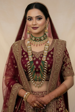 Load image into Gallery viewer, Rajwadi moissanite polki Mala and choker set with 2 pairs of jhumkas
